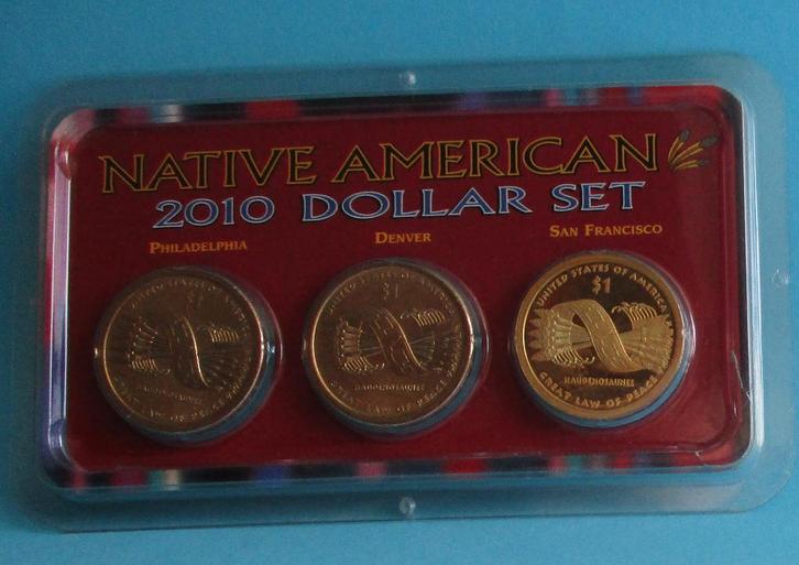 U.S.A.- Muntcoll.-Native American-2010 Dollar Set, Postzegels en Munten, Munten en Bankbiljetten | Verzamelingen, Munten, Buitenland