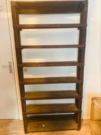 Oude houten robuuste stellingkast, Met plank(en), Gebruikt, 100 tot 150 cm, Eikenhout