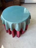 Ronde tafel met glasplaat en kleden, Gebruikt, Rond, Ophalen of Verzenden, 60 cm of meer