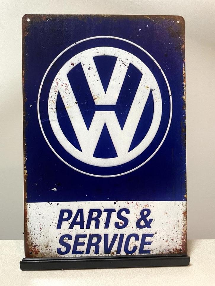 VW Parts & Service metalen reclamebord / wandbord (Old Look), Verzamelen, Automerken, Motoren en Formule 1, Nieuw, Auto's, Ophalen of Verzenden
