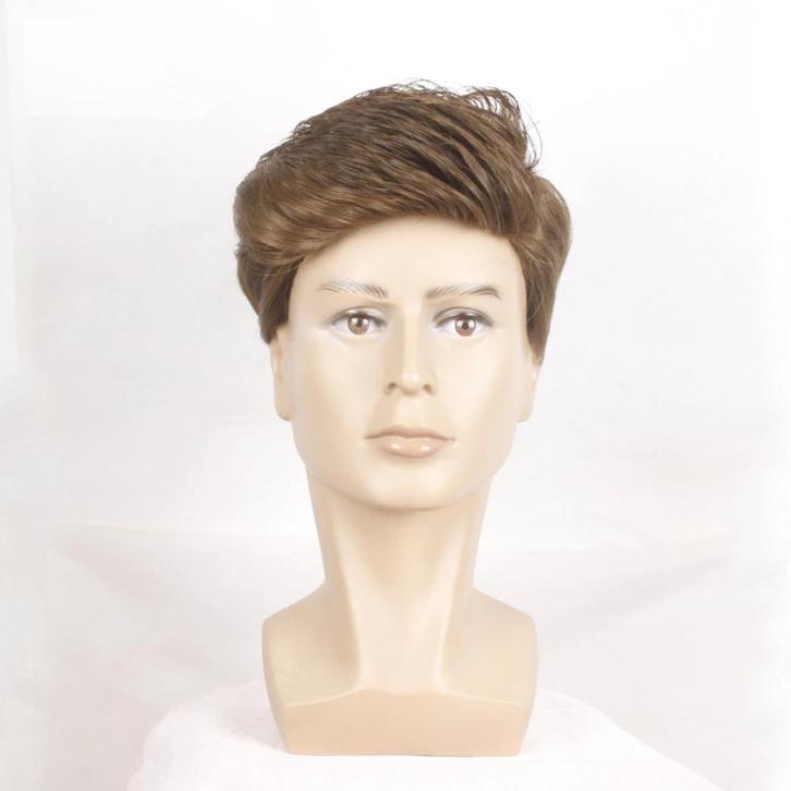 Korte Bruine Heren Pruik Bruin Haar Haren Haarstukje Mannen, Sieraden, Tassen en Uiterlijk, Uiterlijk | Haarverzorging, Nieuw