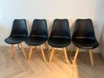 4x zwarte kuipstoelen met houten poten – IKEA stijl, Ophalen, Gebruikt, Zwart, Vier