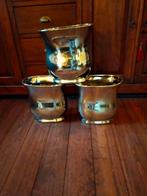 3 nikkelen vazen 30  cm hoog. 30 cm breed en 18 cm diep., Ophalen, Overige materialen, Overige kleuren, Zo goed als nieuw