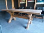 massief eiken eettafel kloostertafel oud 1,97x0.80 mtr., Ophalen, Gebruikt, Eikenhout, 50 tot 100 cm