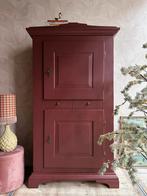 Dichte kast vintage aubergine bordeaux kledingkast grenen, Ophalen, Pand 96, Koestraat 96, Info@pand96.nl