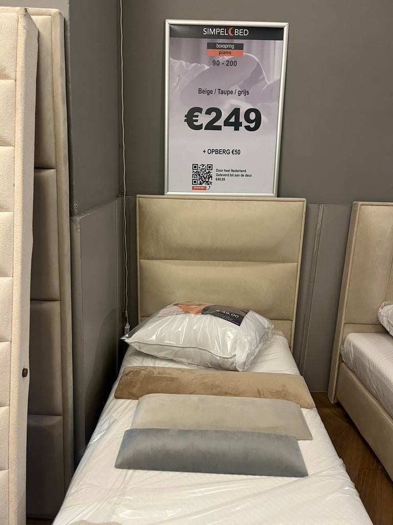 Boxspring bedden 90/200 met matras 249 EURO GEEN OPBERG, 90 cm, Eenpersoons, Nieuw, Ophalen of Verzenden