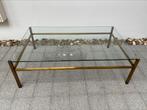 Messing glazen salontafel, Minder dan 50 cm, Gebruikt, Rechthoekig, Metaal