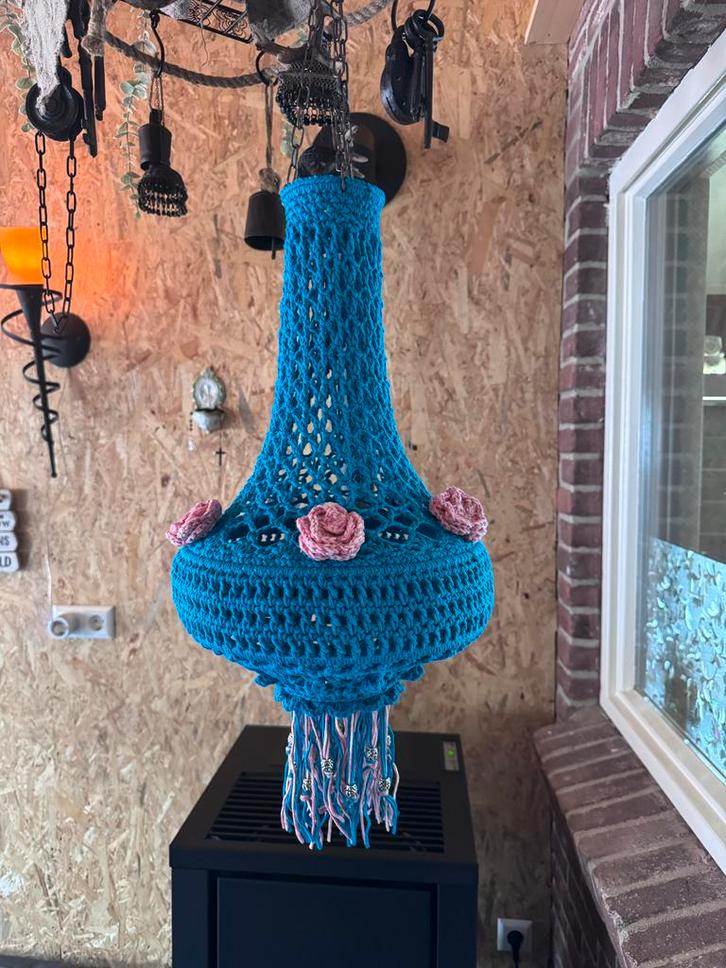 Vintage Lampion Lampenkap, Huis en Inrichting, Lampen | Hanglampen, Zo goed als nieuw, 50 tot 75 cm, Stof, Ophalen