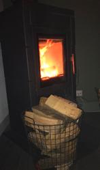 Wanders Olaf Eco Speksteenkachel - Zwart, Huis en Inrichting, Ophalen, Gebruikt, Vrijstaande haard, Houthaard