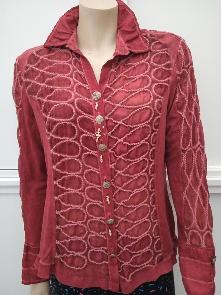 Bordeau rode bloes van Elisa Cavaletti, Kleding | Dames, Blouses en Tunieken, Zo goed als nieuw, Maat 42/44 (L), Overige kleuren