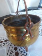 Rood met geel koperen prachtige sierbloempot, Ophalen of Verzenden, Koper