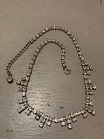 Vintage strass costume Jewelry ketting collier zilverkleurig, Ophalen of Verzenden, Overige materialen, Ketting