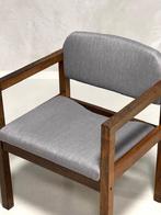 Jaren 60 wengé fauteuil Nederlands design armstoel grijs, Hout, Gebruikt, Vintage, Ophalen of Verzenden