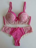 Hunkemoller setje longline BH 75A en slip maat M Roze kant, Hunkemöller, Verzenden, Roze, Setje