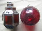 heksenbal lantaarn vaasje rood glas, Antiek en Kunst, Curiosa en Brocante, Verzenden
