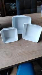 Set van 3 witte vierkante porseleinen schalen 15, 18en 20 cm, Dieren en Toebehoren, Ophalen of Verzenden
