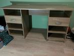 Houten bureau met lades, Huis en Inrichting, Ophalen, Gebruikt, 100 tot 150 cm, Tot twee personen