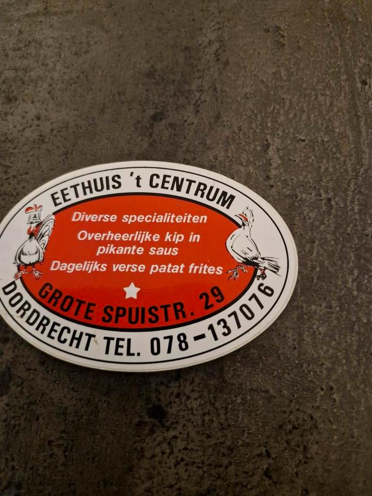 3167 Eethuis 't Centrum Sticker Dordrecht, Verzamelen, Stickers, Gebruikt, Ophalen of Verzenden