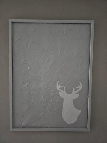 Groot landelijk hert schilderij Japandi stijl beschikbaar voor biedingen