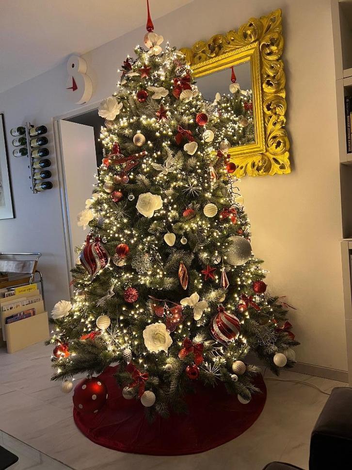 TriumphTree Blue kunstkerstboom  215cm met accesoires, Diversen, Kerst, Zo goed als nieuw, Ophalen