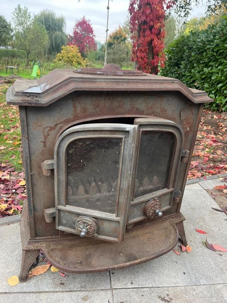 Gieterijzeren kachel, Huis en Inrichting, Kachels, Gebruikt, Vrijstaand, Houtkachel, Hout, Ophalen