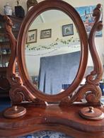 Prachtige Spiegel Houten Krul Ornamenten en Dekseltjes, Ophalen, Ovaal, Minder dan 50 cm, Minder dan 100 cm