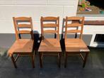 3 mooie grenen houten eetkamerstoelen € 7,50 pst., Huis en Inrichting, Stoelen, Ophalen, Gebruikt, Landelijke stijl, Hout