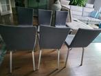 6 eetkamerstoelen antraciet italiaans design, Huis en Inrichting, Stoelen, Ophalen, Gebruikt, Metaal, Grijs