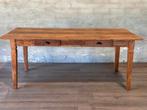 Franse boerentafel - 190 x 98 cm + 78 cm hoog / 2 lades, Gebruikt, Verzenden, 50 tot 100 cm, Landelijk