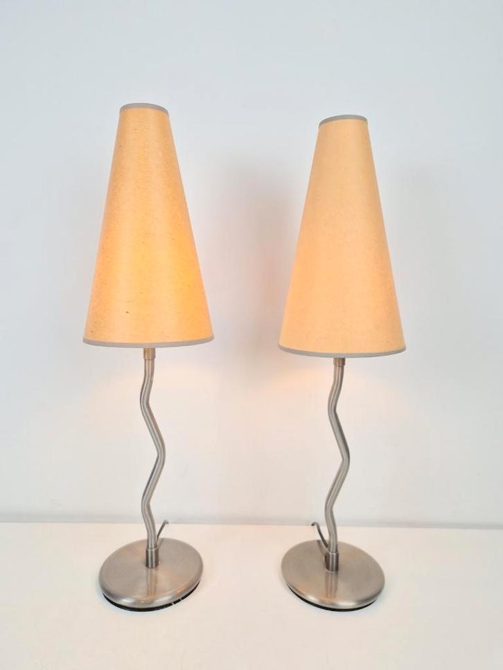 Set 2 Vintage Squiggle Antimon tafellamp ZigZag  Ikea 1996, Huis en Inrichting, Lampen | Tafellampen, Gebruikt, Minder dan 50 cm