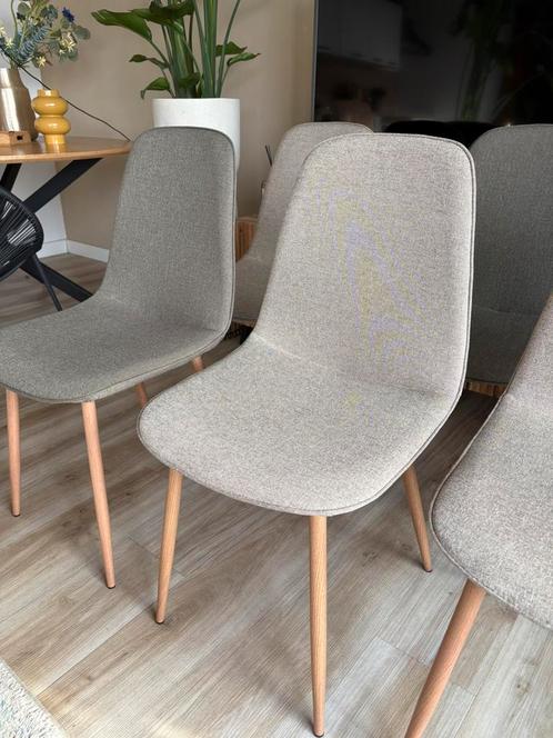 Jysk eetkamerstoelen beige groen 6 stuks (35 euro per stuk), Huis en Inrichting, Stoelen, Zo goed als nieuw, Vijf, Zes of meer stoelen