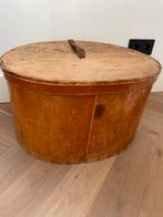 Mega grote ovale hoedendoos hoeden doos houten brocante, Ophalen of Verzenden