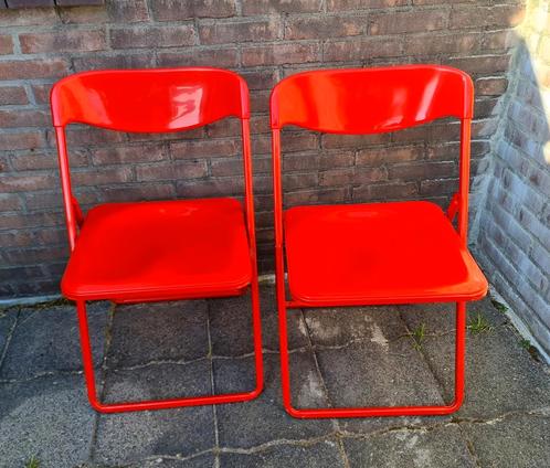 Set klapstoelen Italiaans design folding chairs 2 stuk rood, Tuin en Terras, Tuinstoelen, Gebruikt, Kunststof, Inklapbaar, Ophalen
