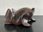 Aziatisch houtsnijwerk Art Deco Kikker beeldje 9/4.5 cm, Antiek en Kunst, Ophalen of Verzenden