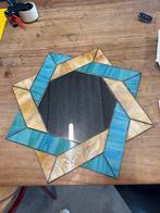 Antieke Spiegel met Kleurrijk Glas, Ophalen of Verzenden, Overige vormen, Minder dan 50 cm, Minder dan 100 cm