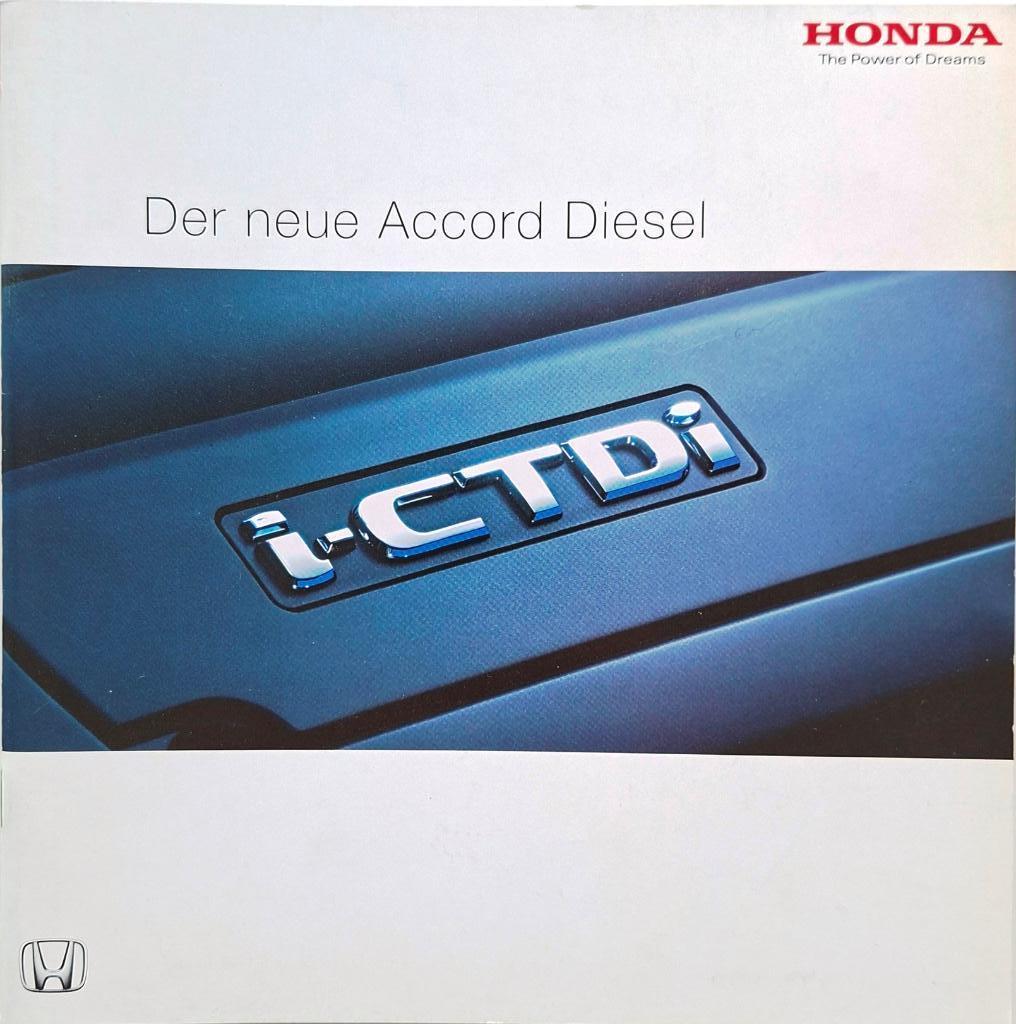 Folder Honda Accord Diesel i-CTDi 2003, Honda, Nieuw, Ophalen of Verzenden, Honda