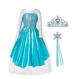Prinsessenjurk - Frozen Elsa jurk + accessoireset 92/152, Kinderen en Baby's, Nieuw, Meisje, 110 t/m 116, Ophalen of Verzenden