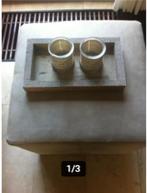 Dienblad + 2 windlichten L 35 Br 20 H4cm, Ophalen of Verzenden, Zo goed als nieuw, Rechthoekig, Hout