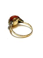 14k gouden ring met bloedkoraal, -, -, Ophalen of Verzenden, Dame