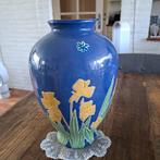 Art Nouveau Vaas met Bloemen in Relief 27 cm groot, Ophalen of Verzenden