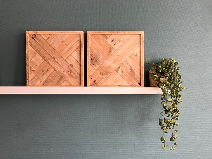Set van 2 Handgemaakte Houten Wanddecoraties NIEUW, Huis en Inrichting, Woonaccessoires | Wanddecoraties, Nieuw, Ophalen of Verzenden