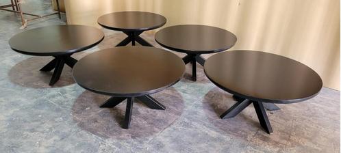 Ronde zwarte mangohouten salontafel 90cm verjongde rand, Huis en Inrichting, Tafels | Salontafels, Nieuw, Minder dan 50 cm, 50 tot 100 cm