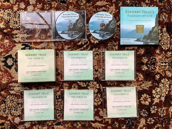 Eckhart Tolle India retraite 5 vcd + Findhorn boek en 2 dvd, Cd's en Dvd's, Dvd's | Documentaire en Educatief, Zo goed als nieuw