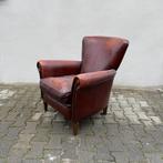 Vintage leren oorfauteuil, Ophalen, Gebruikt, Leer, Nvt