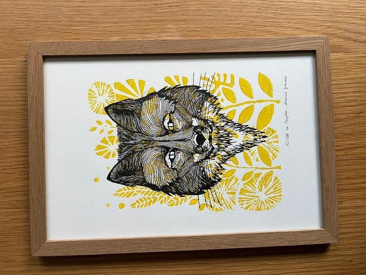 Handgeschilderde afbeelding van een wolf, Huis en Inrichting, Woonaccessoires | Schilderijen, Tekeningen en Foto's, Nieuw, Schilderij