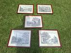 5x oude locaties amsterdam tekening ets litho brocante, Ophalen