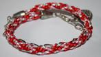 Kumihimo gevlochten armband in roze, rood en zilvergrijs, Ophalen of Verzenden, Nieuw, Rood