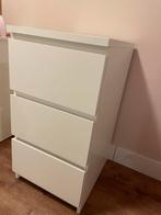 Witte Malm ladekast met 3 lades, Ophalen, Overige materialen, Minder dan 50 cm, Gebruikt