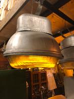 Oude ovale industriële fabriekslamp met dik glas 45x32cm, Ophalen of Verzenden