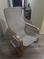 Grijze Stoffen Stoel met Houten Frame, Ophalen, Gebruikt, Hout, Eén